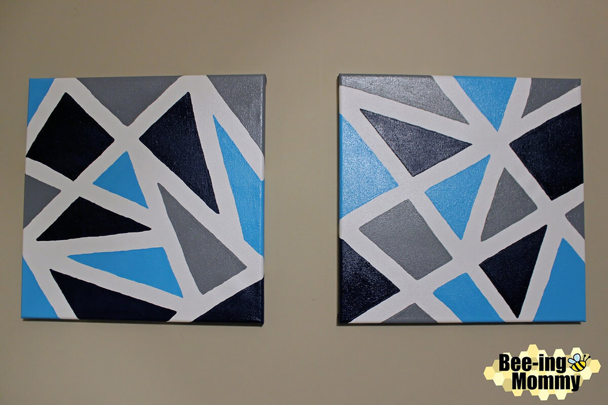 Black, Blue, Gray and White Abstract Shapes