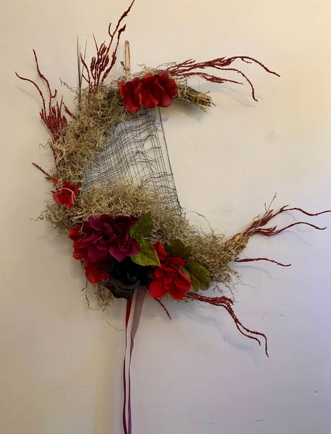 Grapevine Moss Crescent Moon Wreath