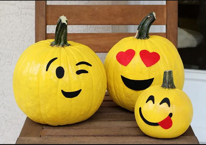 Emoji Styled Painted Pumpkin Designs