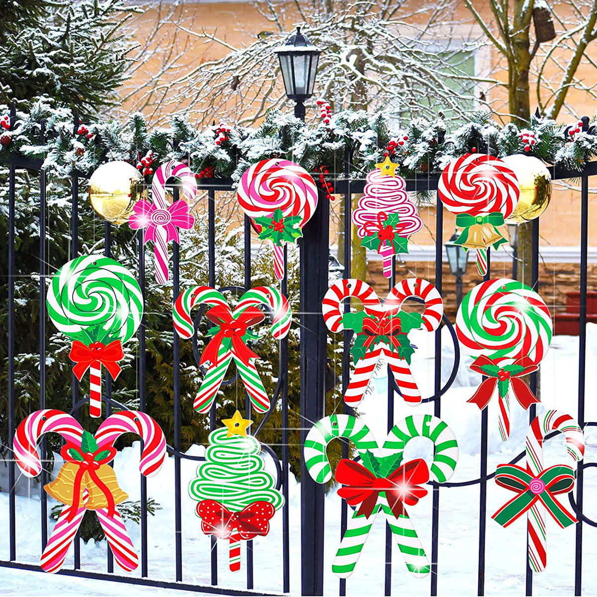 Set of 12 Unique Christmas Candy Ornaments