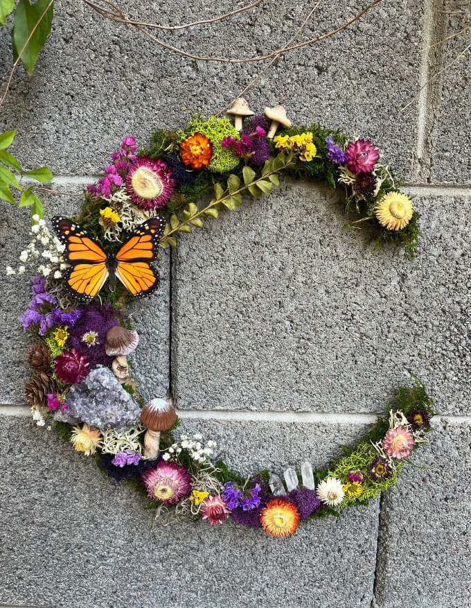 Dried Flower Woodland Moon Wreath