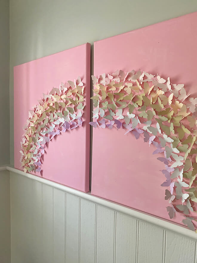 DIY 3D Rainbow Butterfly Wall Art