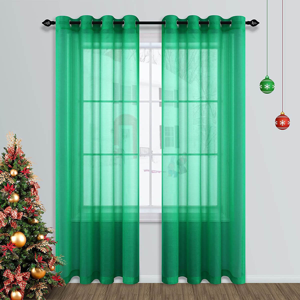 Channel Christmas Cheer with Gossamer Green Curtains