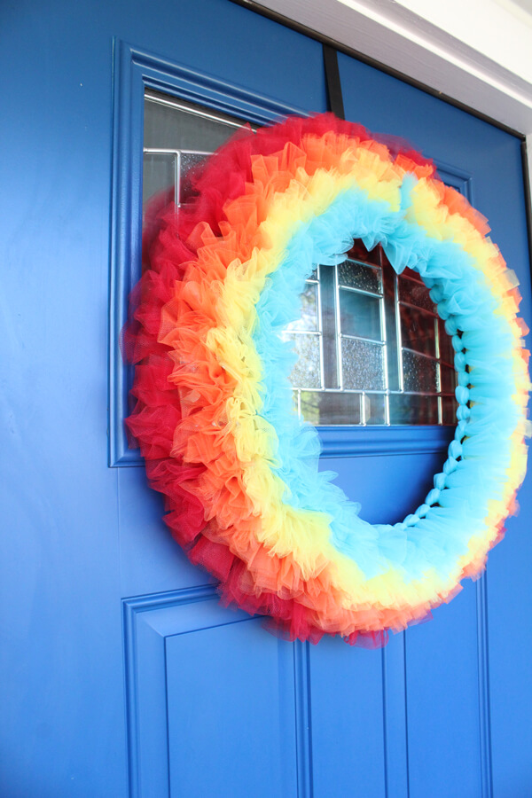 Oversized DIY Rainbow Door Wreath