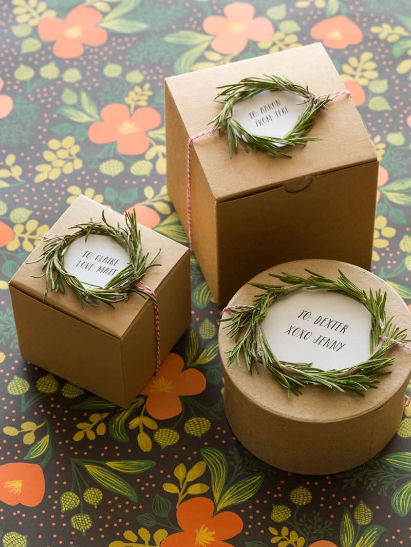 Rosemary Wreath Gift Box Toppers