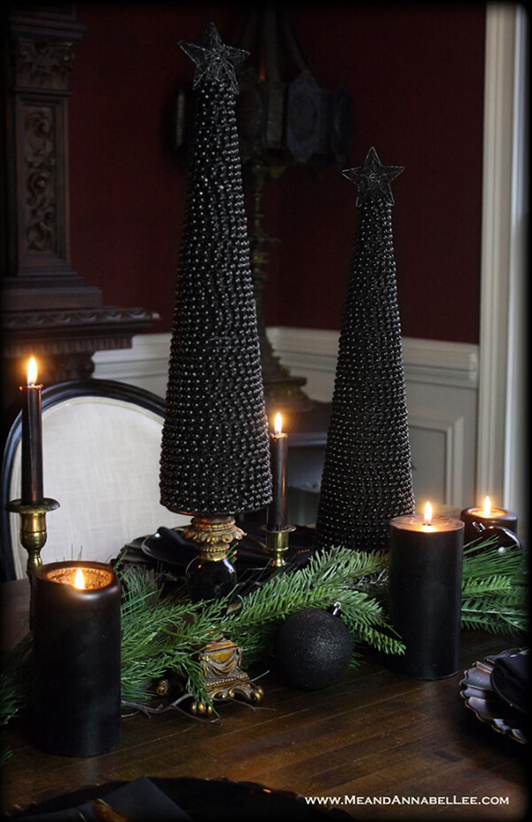 Homemade Black Bead Christmas Trees