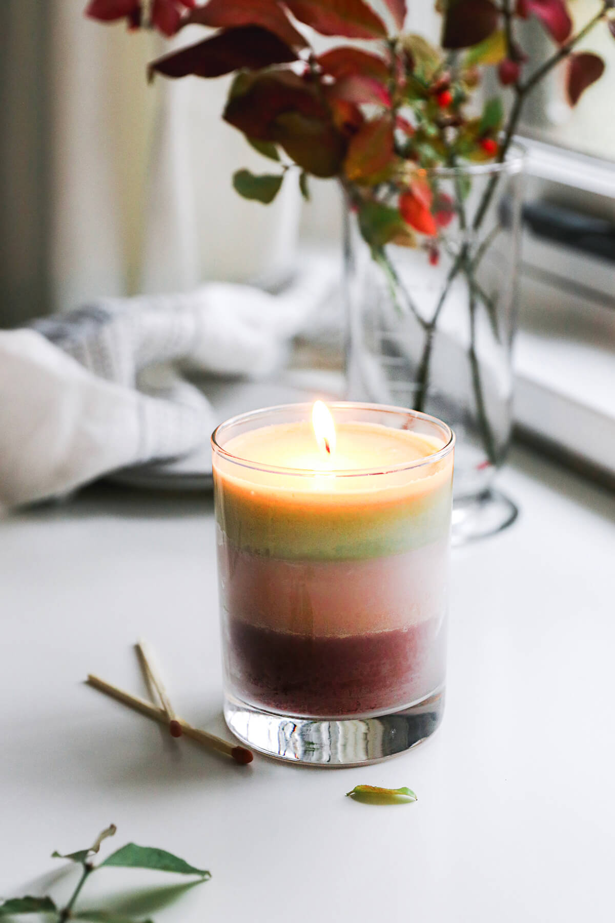 Layered DIY Handmade Christmas Candles