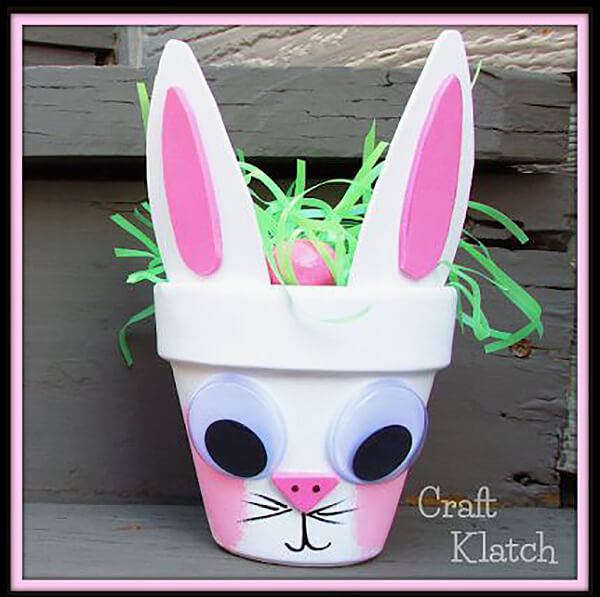 Adorable Easter Bunny Clay Pot