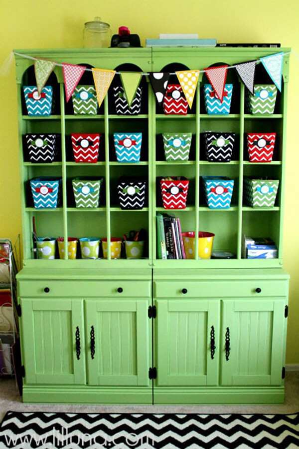 Vibrant Craft Room Hutch Design