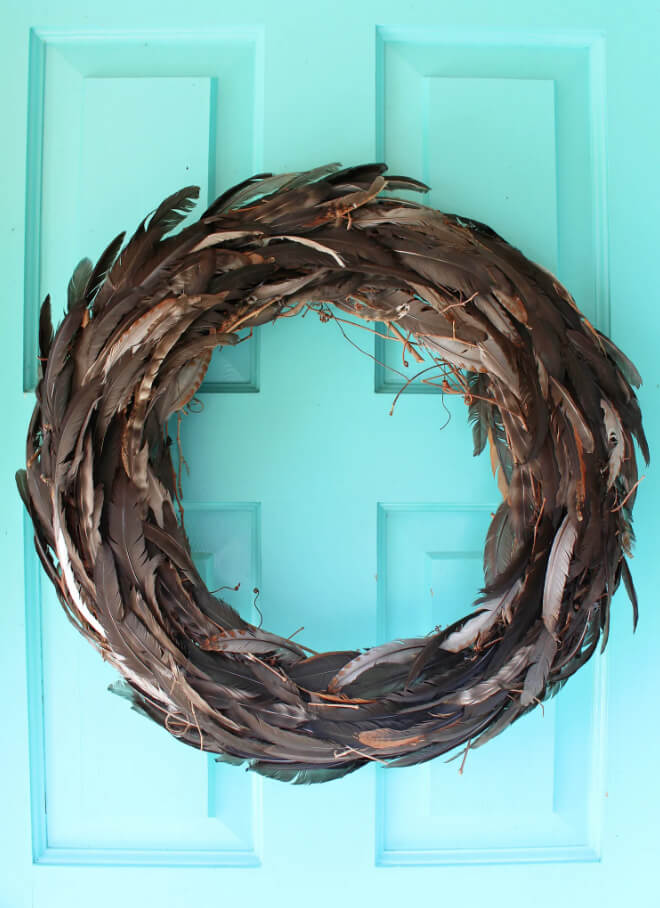 Dark and Authentic DIY Feather Wreath