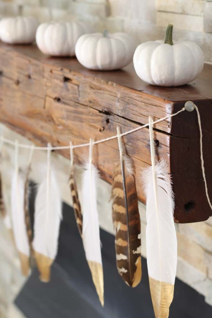 DIY Gold Tipped Feather Garland