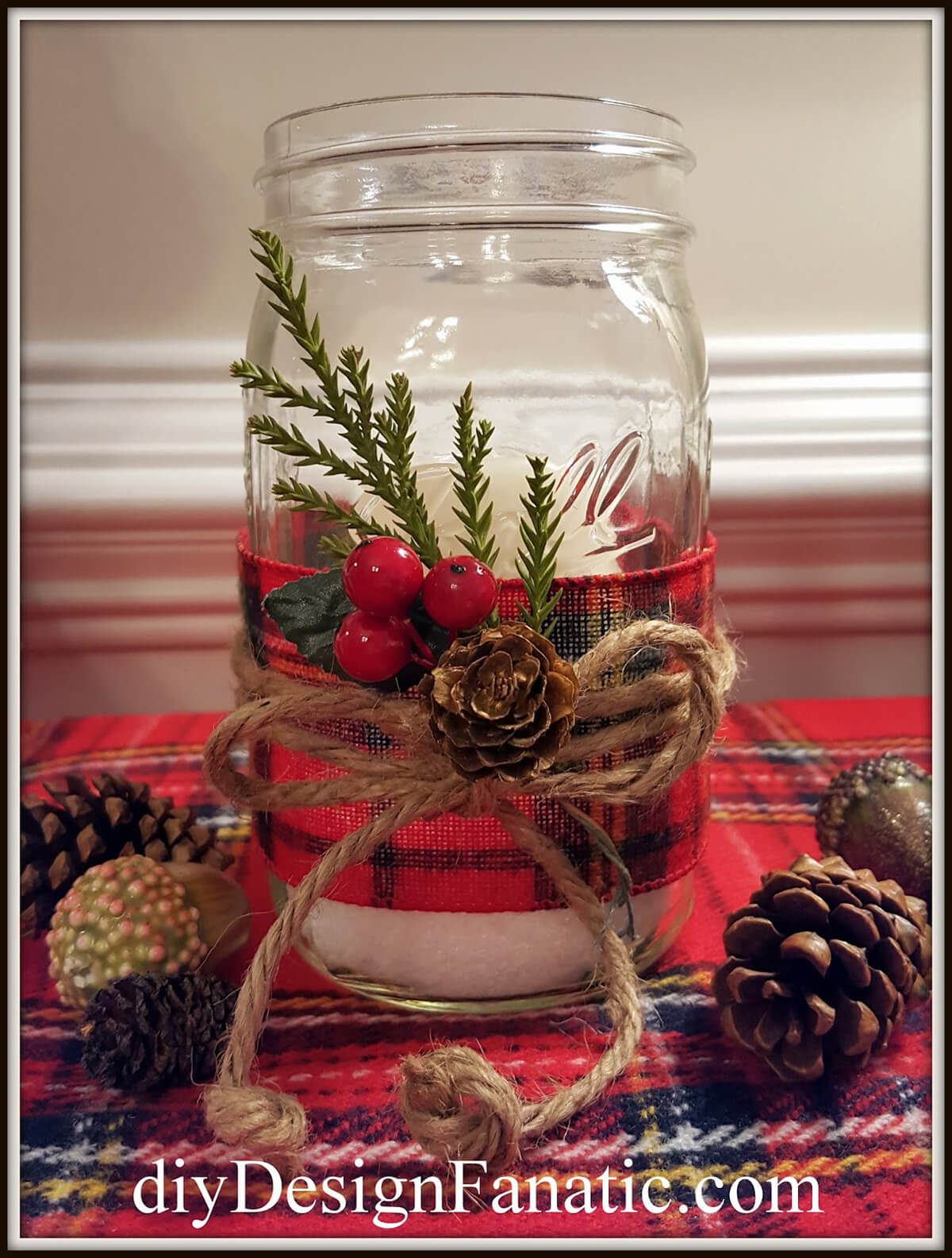 Simple and Rustic Mason Jar Candle