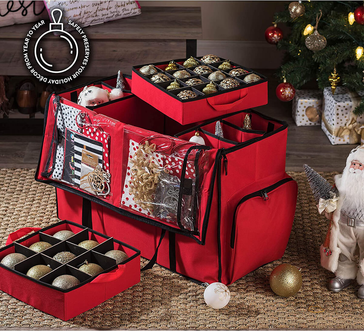 All-In-One Canvas Christmas Organizer in Red