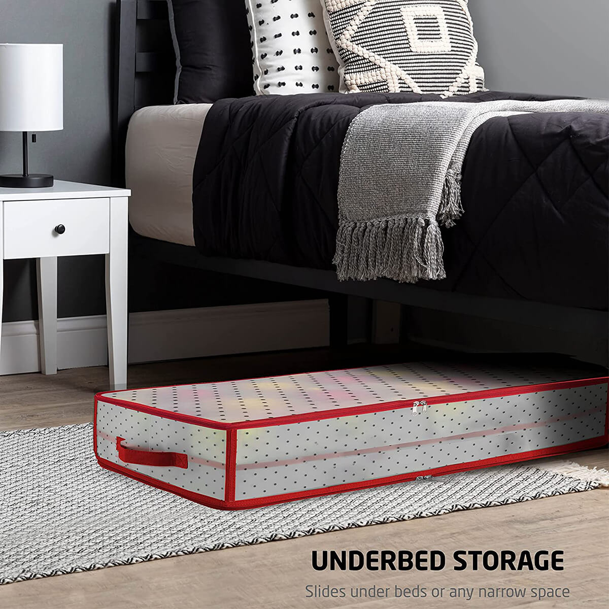 Underbed Ornament Organizer with Removable Plastic Trays