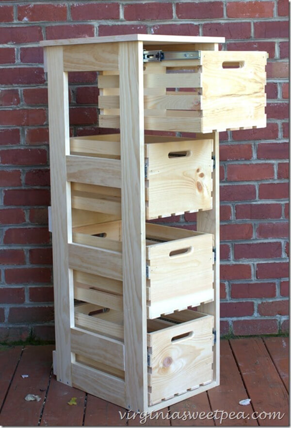 Rustic Crate Cabinet with Sliding Drawers