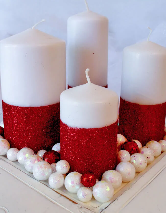 Easy DIY Holiday Glitter Candles
