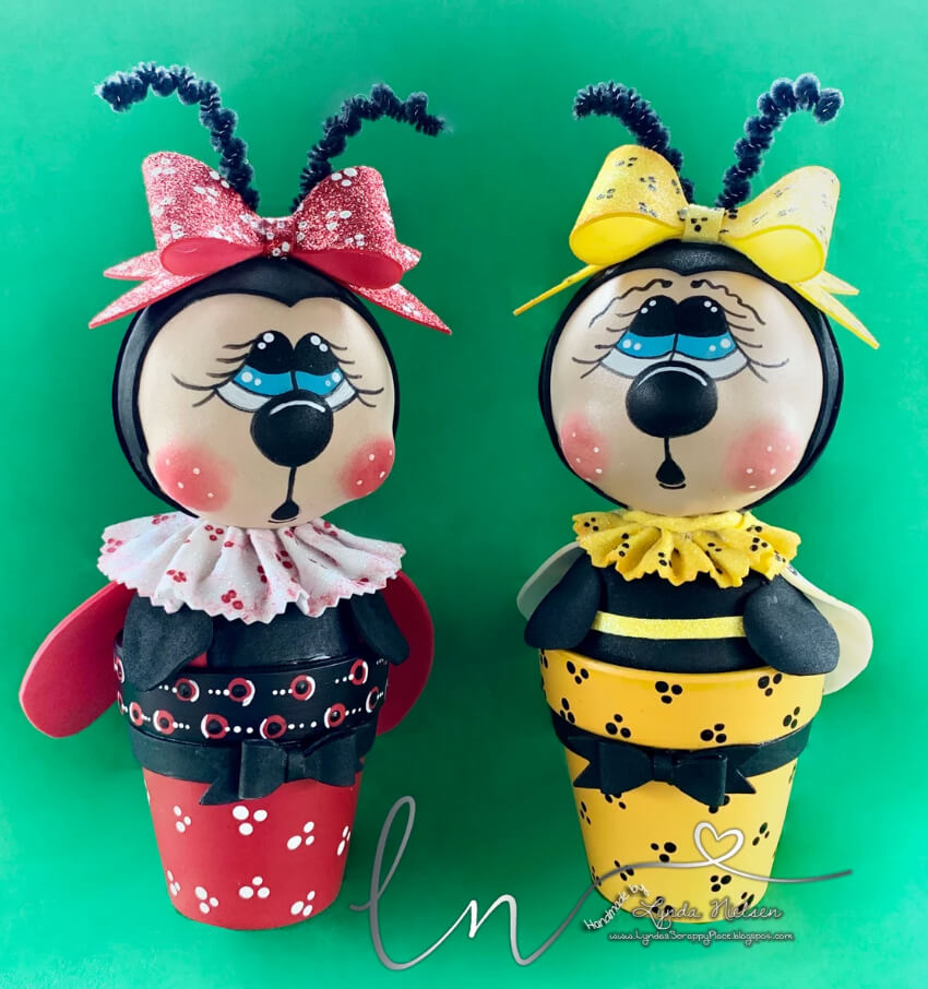 Sweet Clay Pot Ladybug and Bee