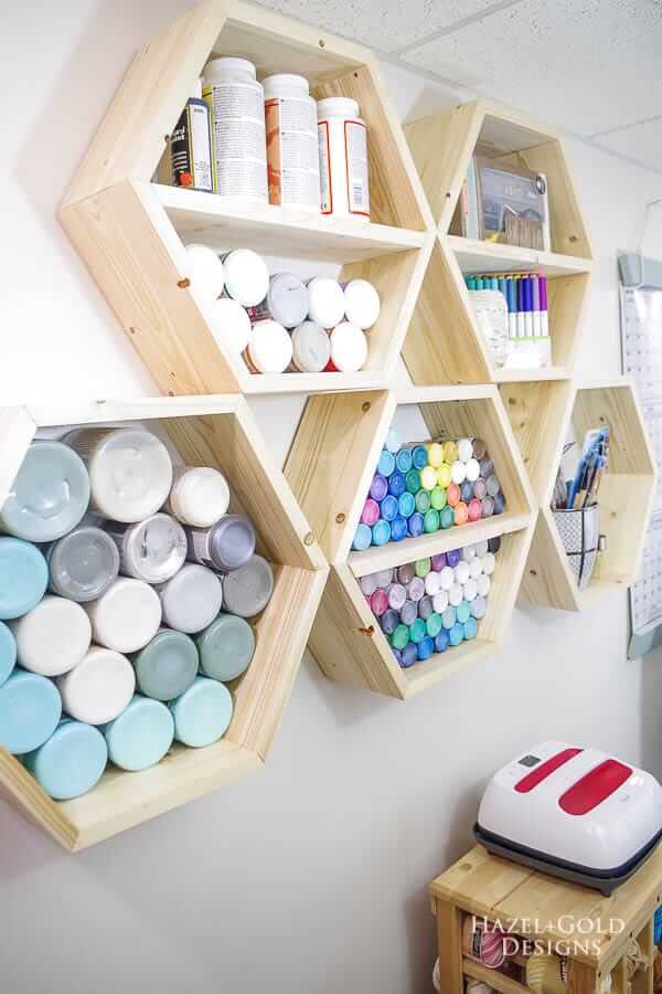 DIY Wall Hanging Hexagon Storage Shelves