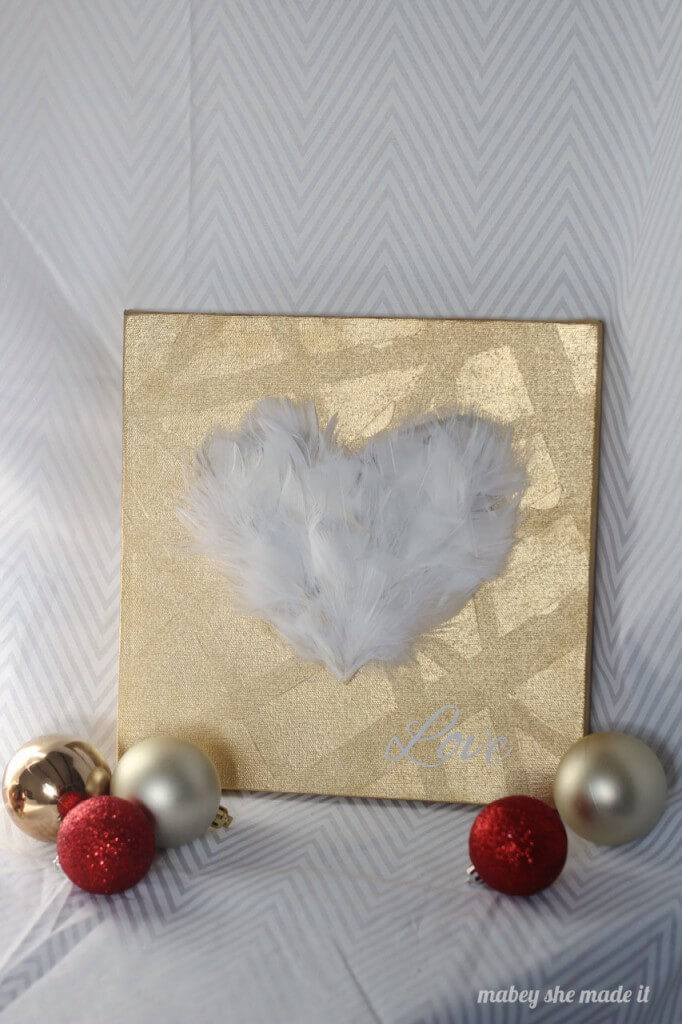 Love Feathered Heart Canvas Art