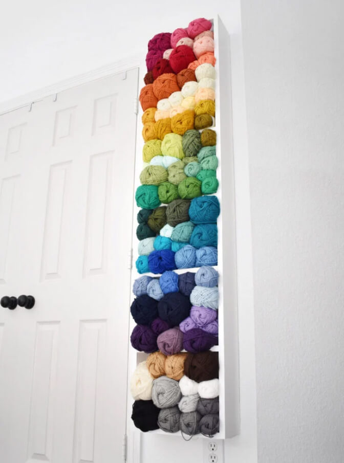 Towering DIY Craft Room Yarn Shelf