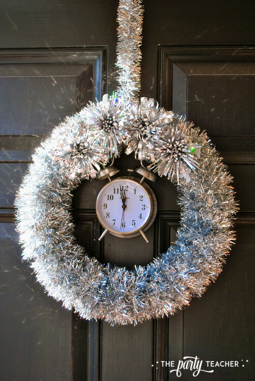 Sparkling Silver Alarm Clock Wreath