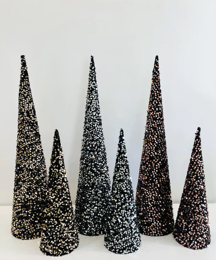 Decorative Black Cone Christmas Trees