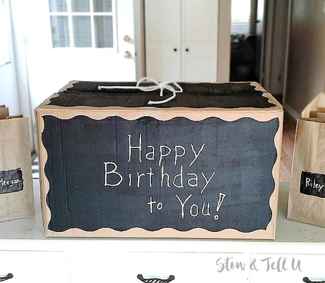 Chalkboard Painted Cardboard Gift Box