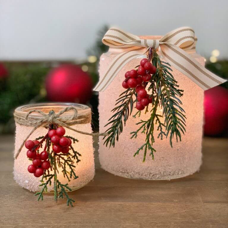 Seasonal Snowy Candle Jar Holder Project