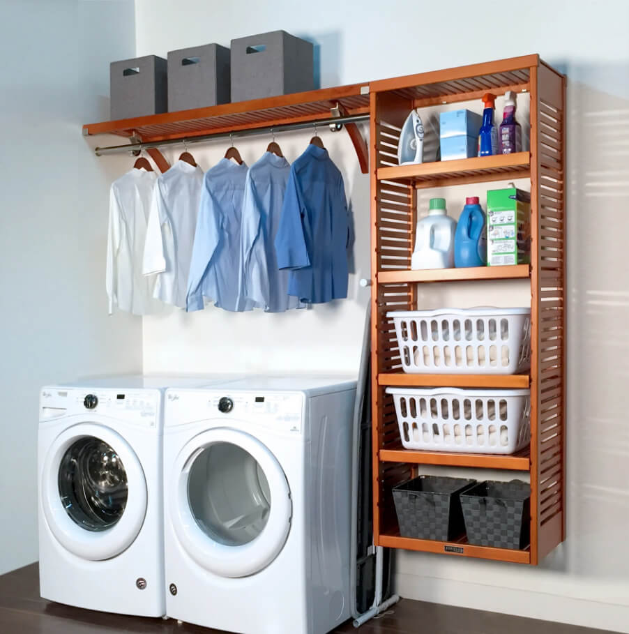 All-In-One Wooden Laundry Room Organizer