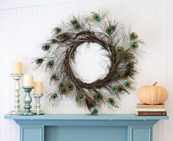 Cool and Colorful Peacock Feather Wreath