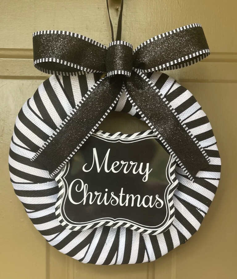 Black and White Christmas Wreath