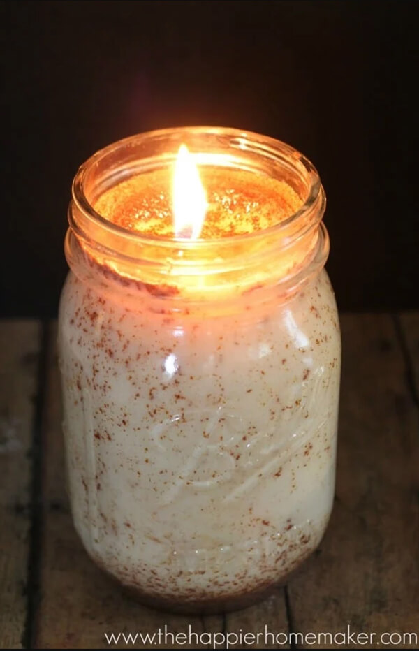 Homemade Mason Jar Cinnamon Christmas Candles