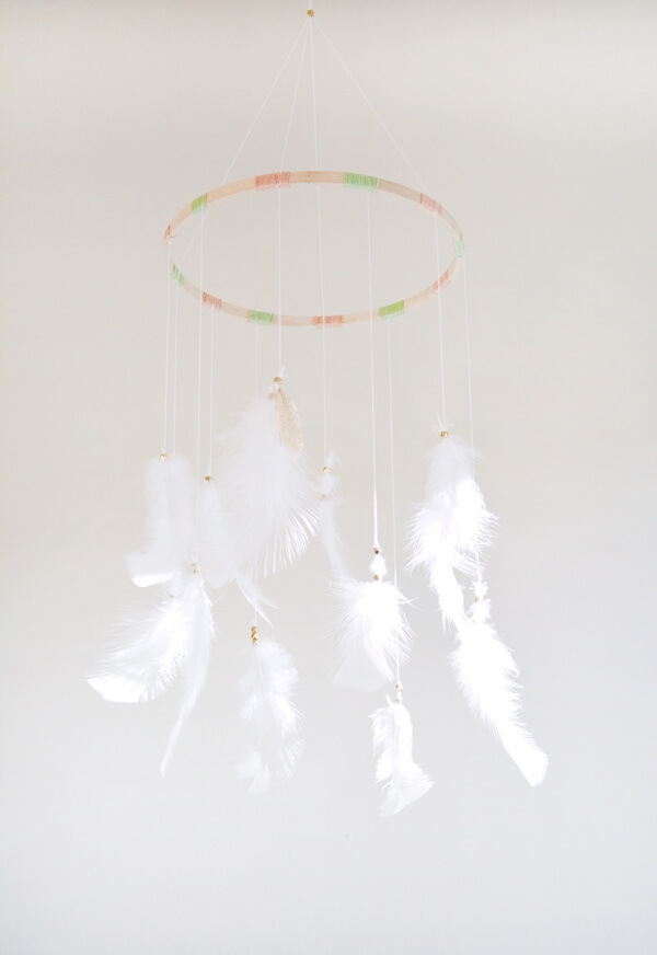 Gentle DIY Hanging Feather Mobile
