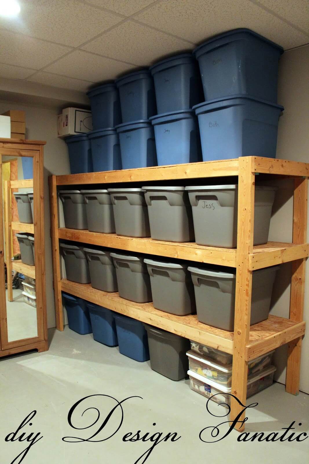 Lengthy Wooden Garage Storage Shelves