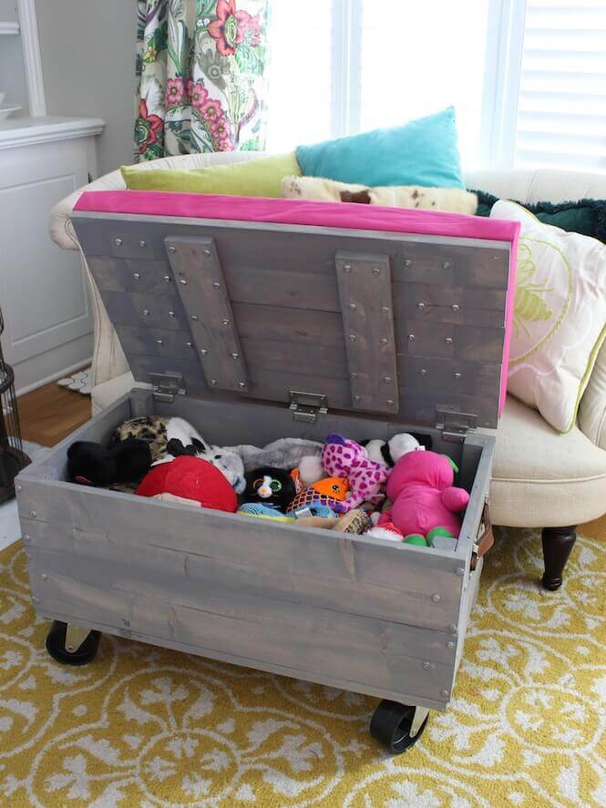 DIY Rolling Ottoman Toy Box