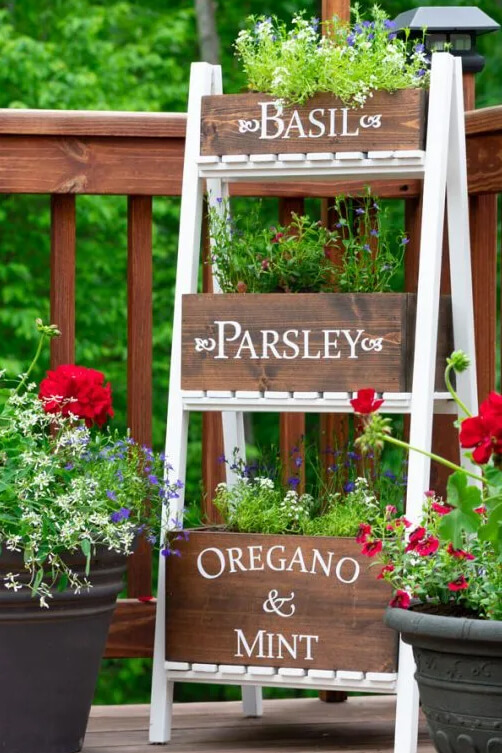 Beautiful Labeled Herb Planter Boxes