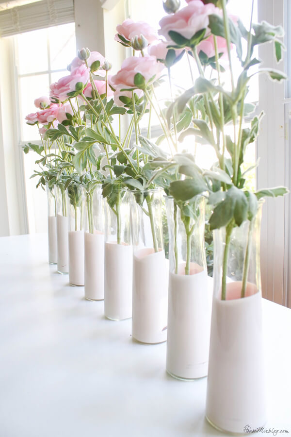 Vases Dipped in Pink Dye