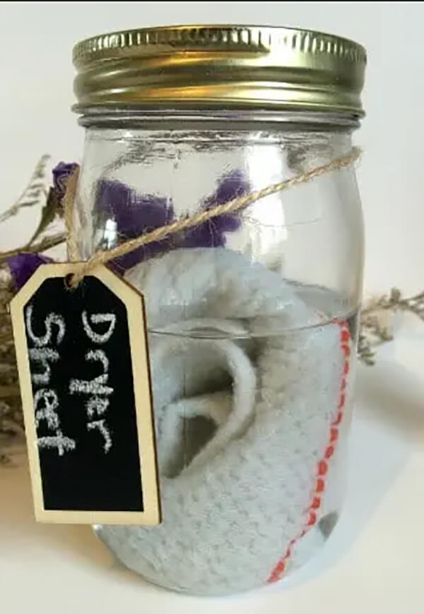 Whimsical Mason Jar DIY Dryer Sheet Storage