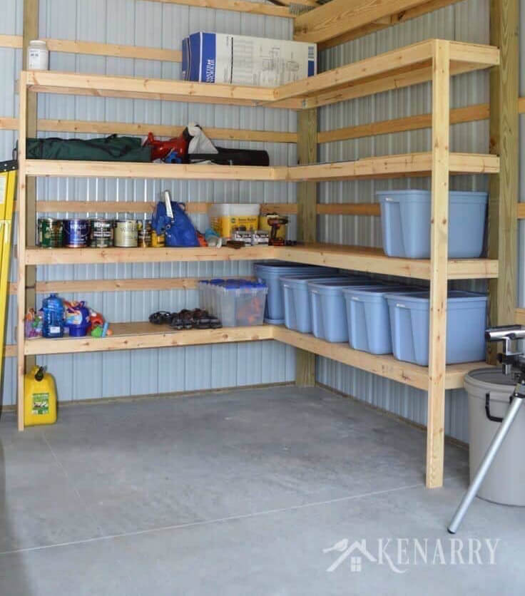 Handmade Corner Style Garage Storage Shelves