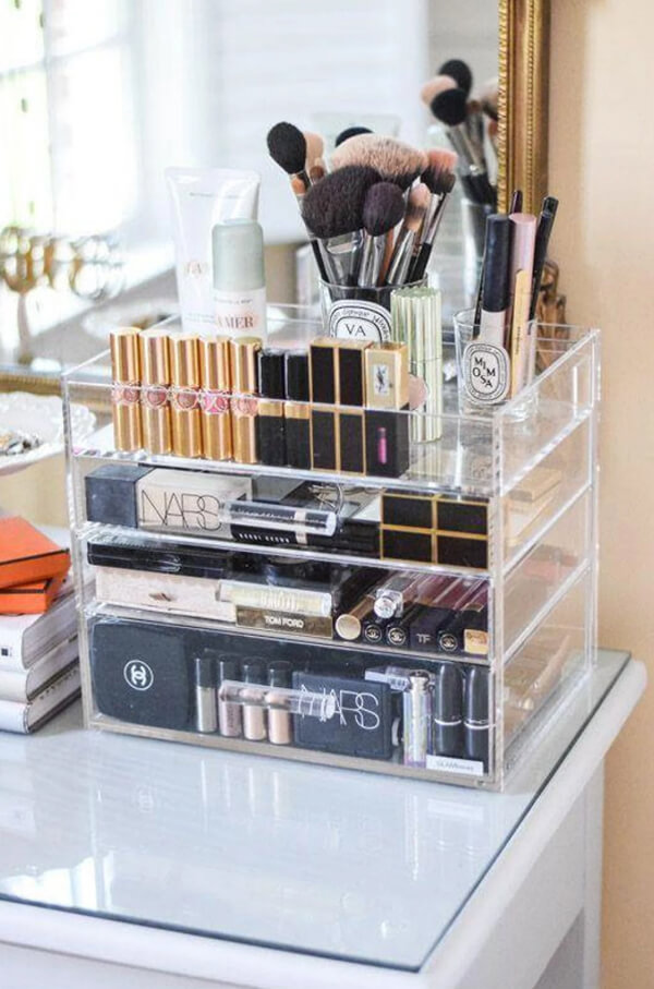 Clear Acrylic Multilevel Makeup Storage