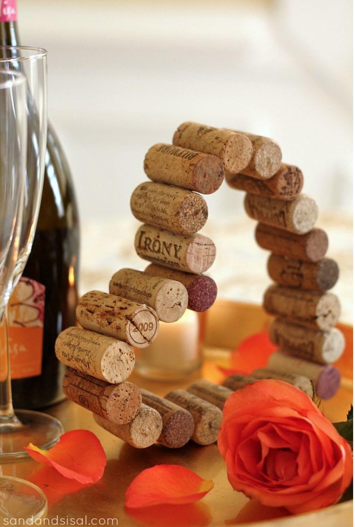 Stylish DIY Cork Heart Wedding Décor