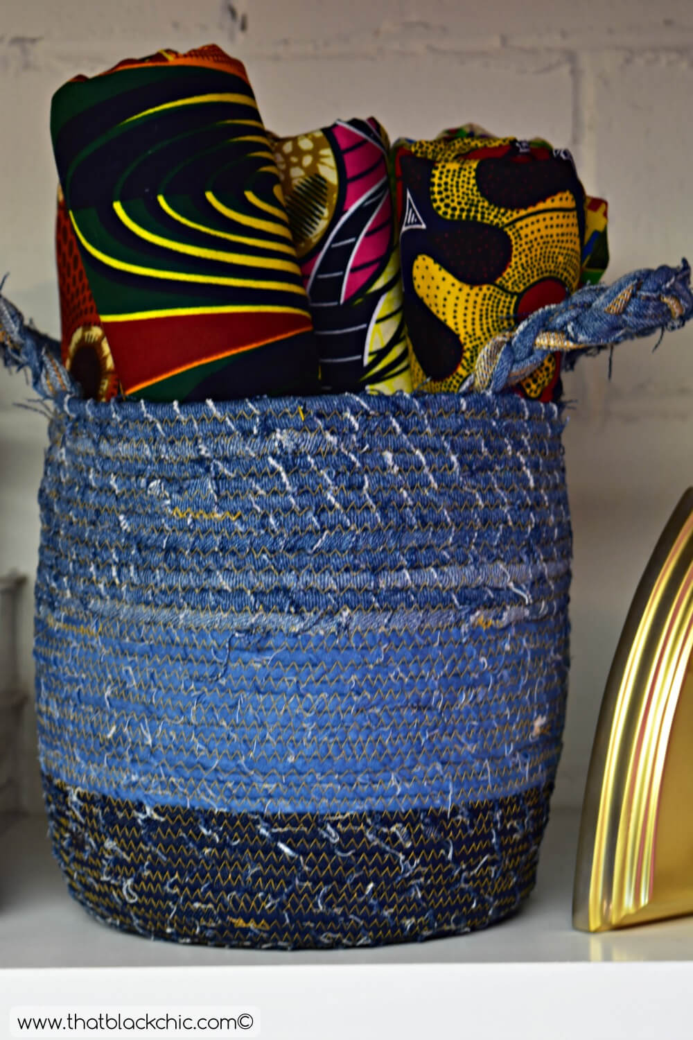 Upgrading a Rope Basket with Wrapped Fabric