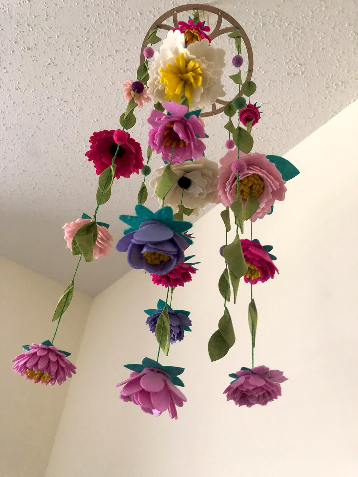 Felt Rolled Flower Hanging Mobile