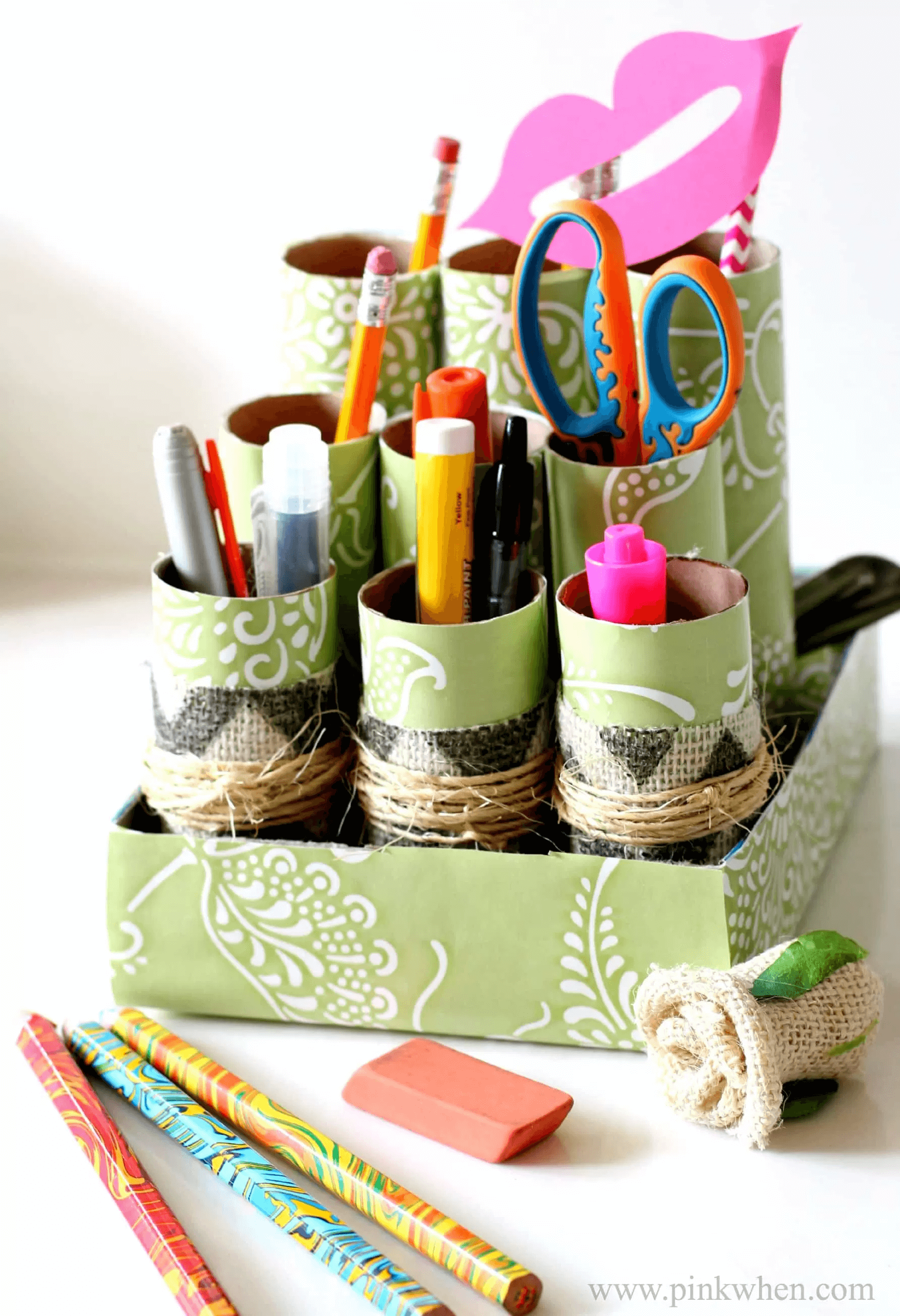 Budget-Friendly Cardboard Roll Desk Organizer Craft