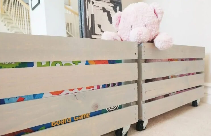 Upcycled Wooden Crate Toy Storage