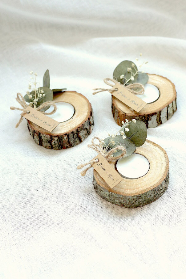 Personalizable Oak and Eucalyptus Candle Holders