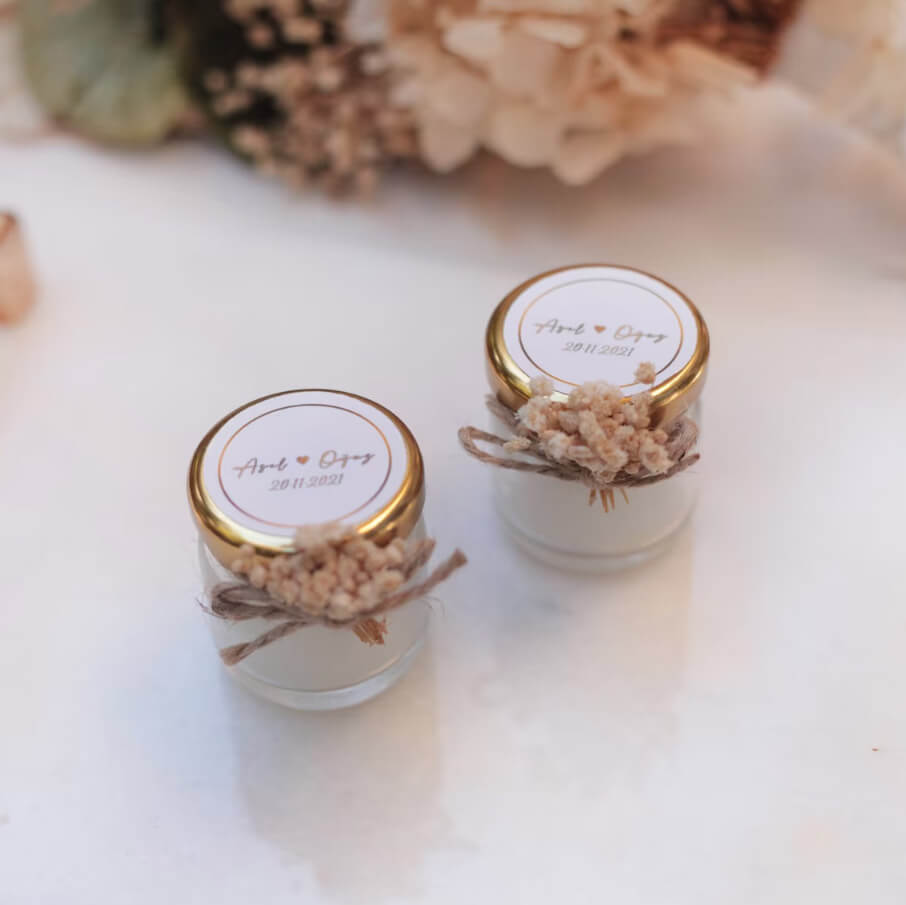 Petite Personalized Candles Embellished with Dried Flora