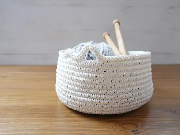 Cotton Rope and Crochet Yarn Basket
