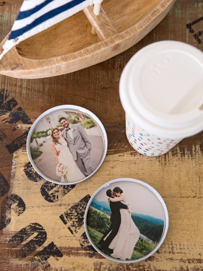 DIY Wedding Photo Coaster Design
