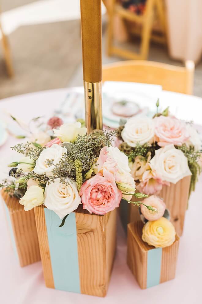 DIY Painted Wooden Block Centerpiece